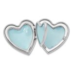 Sterling Silver RH-plated Satin/Polish Diamond 4 Photo Family Heart Locket - Image 6