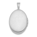Sterling Silver Rhodium-plated & Diamond Side Scallops 19mm Oval Locket - Image 3
