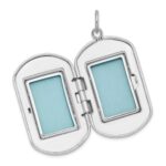 Sterling Silver Rhodium-plated Greek Key Border Rectangular Locket - Image 5