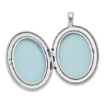 Sterling Silver Rhodium-plated & Diamond w/ Swirl Border 34mm Oval Locket - Image 5