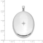 Sterling Silver Rhodium-plated & Diamond Polished 34mm Oval Locket - Image 4