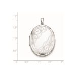 Sterling Silver Rhodium-plated W/ Side Swirls 34mm Oval Locket - Image 4