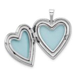 Sterling Silver Rhodium-plated Satin & Polished Paw Prints Heart Locket - Image 5