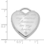 Sterling Silver Rhodium-plated Always On My Mind Forever In My Heart Locket - Image 4