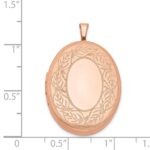 Sterling Silver Rose Gold-plated 26mm Leaf Border Oval Locket - Image 4