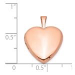 Sterling Silver Rose Gold-plated Satin and Polished 2-Frame Heart Locket - Image 4