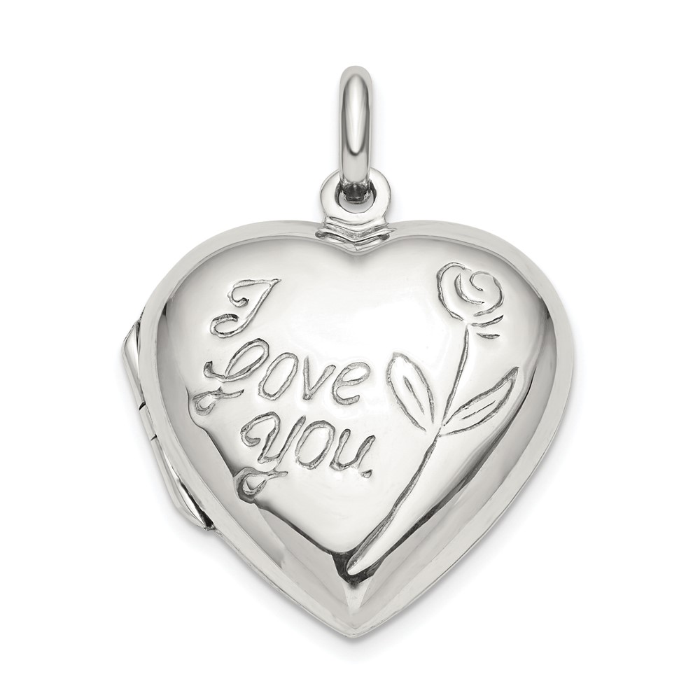 QLS819.jpg Sterling Silver I Love You Rose Heart Locket - Image 1
