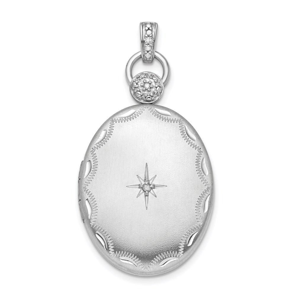QLS853.jpg Sterling Silver Rhodium-plate 26mm Diamond Accented D/C Locket - Image 1