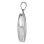 Sterling Silver Rhodium 20mm Grooved & Polished Pawprint Round Locket - Image 2