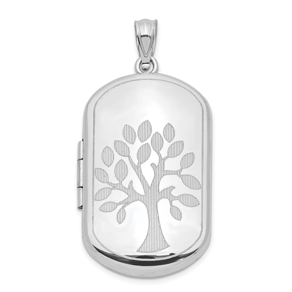 QLS956.jpg Sterling Silver Rhodium-plated 30mm Polished Tree Rectangular Locket - Image 1