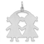SS Rh-plt Engraveable Girl/Girl Polished Front/Satin Back Disc Charm - Image 4