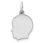 Sterl Silver Rh-plt Engraveable Boy Polished Front/Satin Back Disc Charm - Image 4