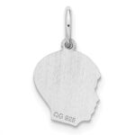 Sterl Silver Rh-plt Engraveable Boy Polished Front/Satin Back Disc Charm - Image 4