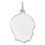 Sterl Silver Rh-plt Engraveable Boy Polished Front/Satin Back Disc Charm