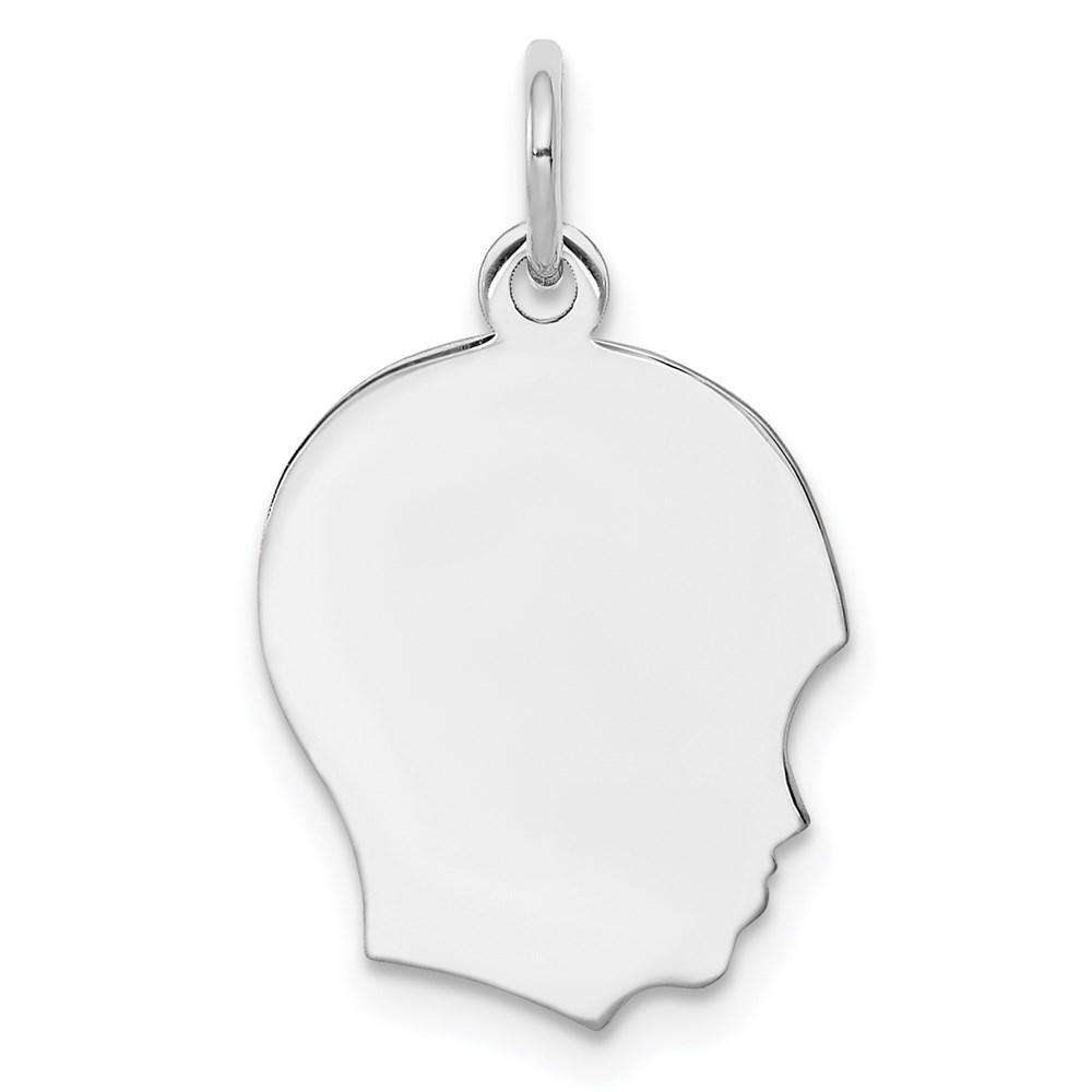 QM352-6.jpg Sterl Silver Rh-plt Engraveable Boy Polished Front/Satin Back Disc Charm - Image 1