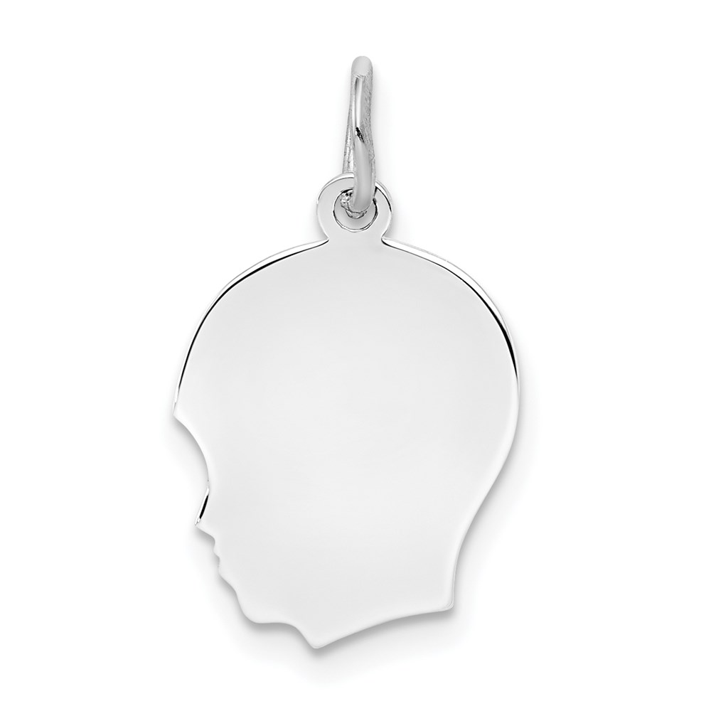 QM354-6.jpg Sterl Silver Rh-plt Engraveable Boy Polished Front/Satin Back Disc Charm - Image 1