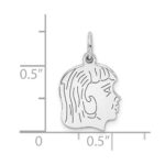 Sterl Silver Rh-plt Engraveable Girl Polished Front/Satin Back Disc Charm - Image 3