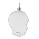 Sterl Silver Rh-plt Engraveable Boy Polished Front/Satin Back Disc Charm - Image 4