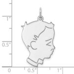 Sterl Silver Rh-plt Engraveable Boy Polished Front/Satin Back Disc Charm - Image 3