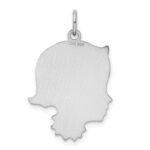 Sterl Silver Rh-plt Engraveable Girl Polished Front/Satin Back Disc Charm - Image 4