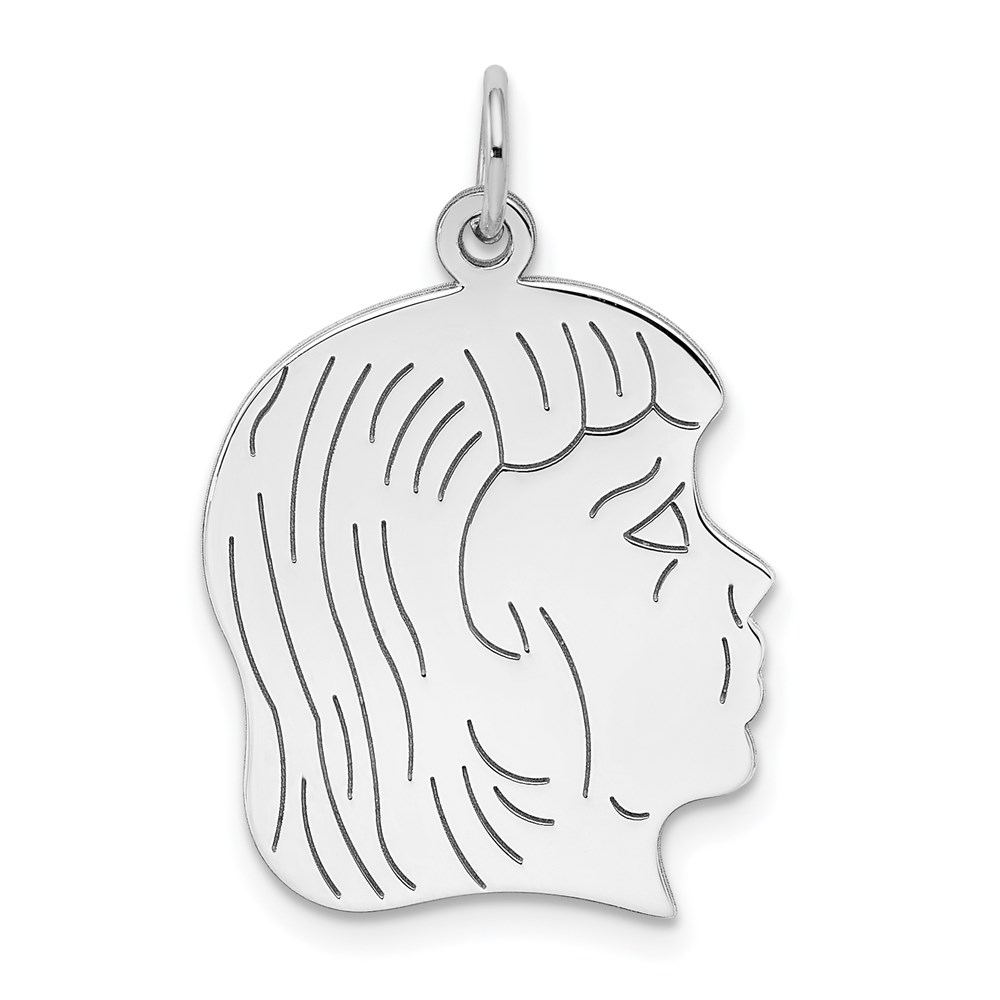 QM368-1.jpg Sterling Silver Rhod-plated ENG. Girl Polished Front/Satin Back Disc Charm - Image 1
