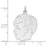 Sterling Silver Rhod-plated ENG. Boy Polished Front/Satin Back Disc Charm - Image 3