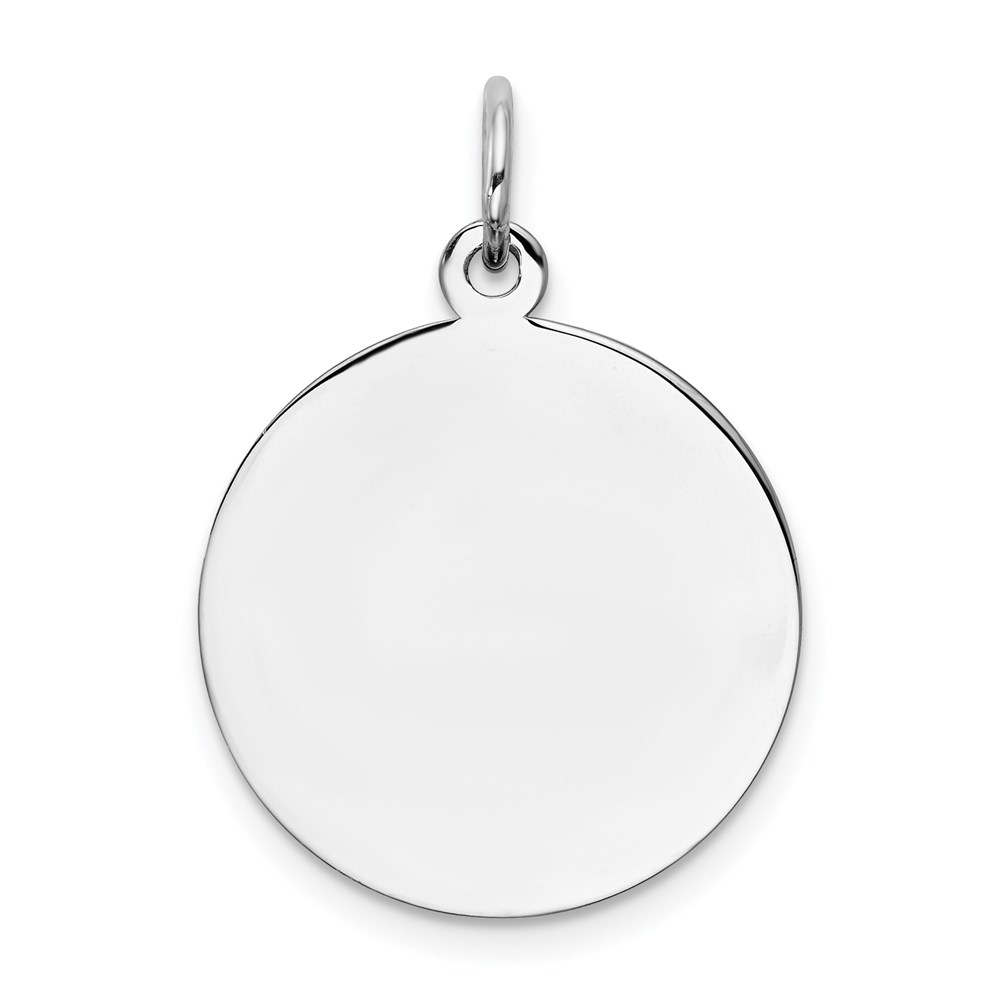 QM371-1.jpg Sterling Silver Rh-plt Engraveable Round Polished Front/Back Disc Charm - Image 1