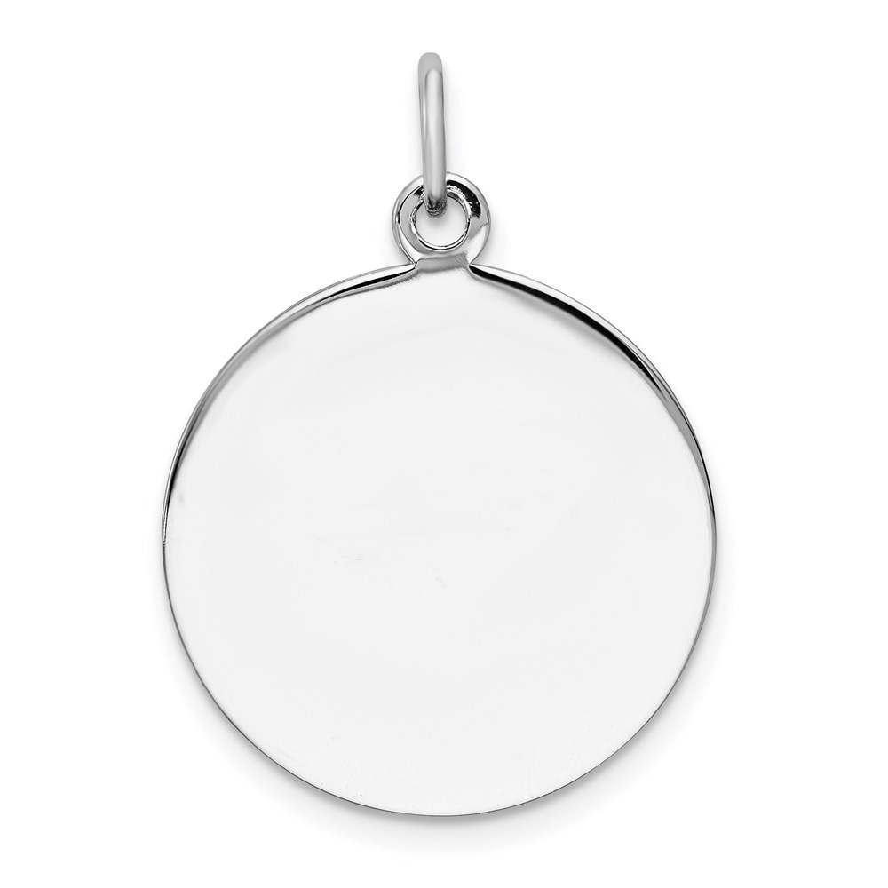 QM372-1.jpg Sterling Silver Rh-plt Engraveable Round Polished Front/Back Disc Charm - Image 1