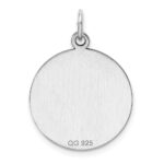 SS Rh-plt Engraveable Round Polished Front/Satin Back Disc Charm - Image 4