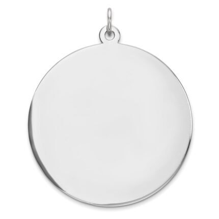 Sterling Silver Rhod-plated Eng. Rnd Polish Front/Back Disc Charm