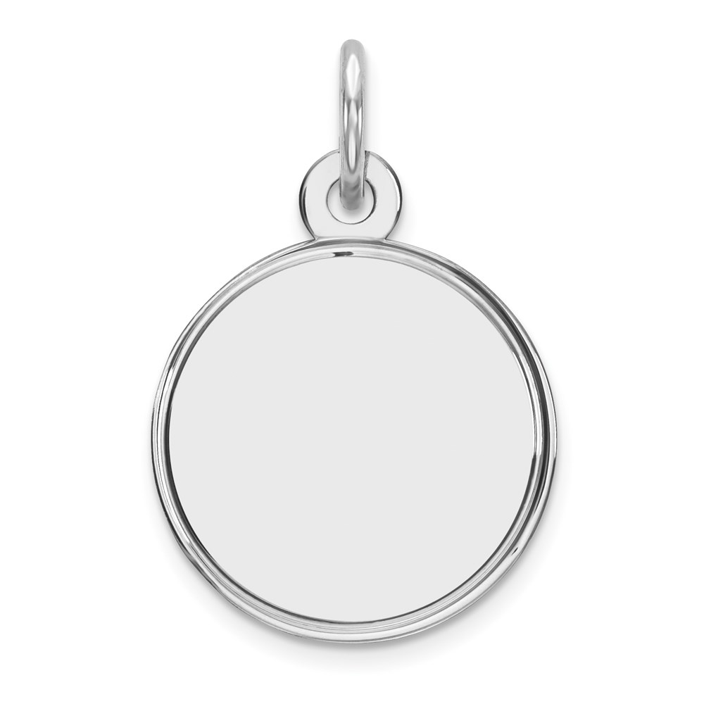 QM379.jpg Sterling Silver Rhod-plated Eng. Rnd Polish Front/Satin Back Disc Charm - Image 1