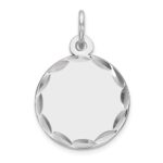 Sterling Silver Rhod-plated Eng. Rnd Polish Front/Back Disc Charm
