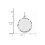 Sterling Silver Rhod-plated Eng. Rnd Polish Front/Satin Back Disc Charm - Image 2