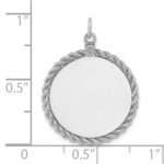 Sterl Silver Rh-plt Engraveable Round with Rope Polished Front/Back Disc - Image 4