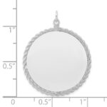 SS Rh-plt Engraveable Round with Rope Polished Front/Satin Back Disc - Image 4