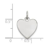 Sterling Silver Rhod-plated Eng. Heart Polish Front & Back Disc Charm - Image 3