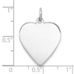 Sterling Silver Rhod-plated Eng. Heart Polish Front/Satin Back Disc Charm - Image 3