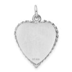 SS Rh-plt Engraveable Heart Polished Front/Satin Back Disc Charm - Image 4