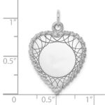 Sterling Silver Rh-plt Engraveable Heart Polished Front/Back Disc Charm - Image 3