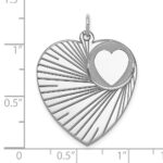 Sterling Silver Rhodium-plated Engraveable Heart Disc Charm - Image 3