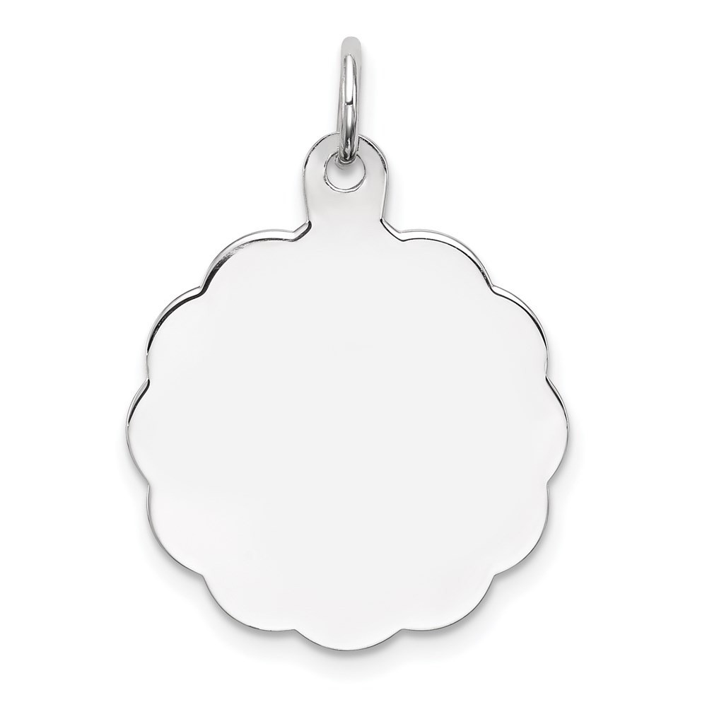 QM415.jpg Sterling Silver Rh-plt Engraveable Polished Front/Satin Back Disc Charm - Image 1