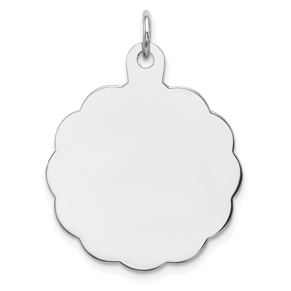 QM416.jpg Sterling Silver Rh-plt Engraveable Polished Front/Satin Back Disc Charm - Image 1