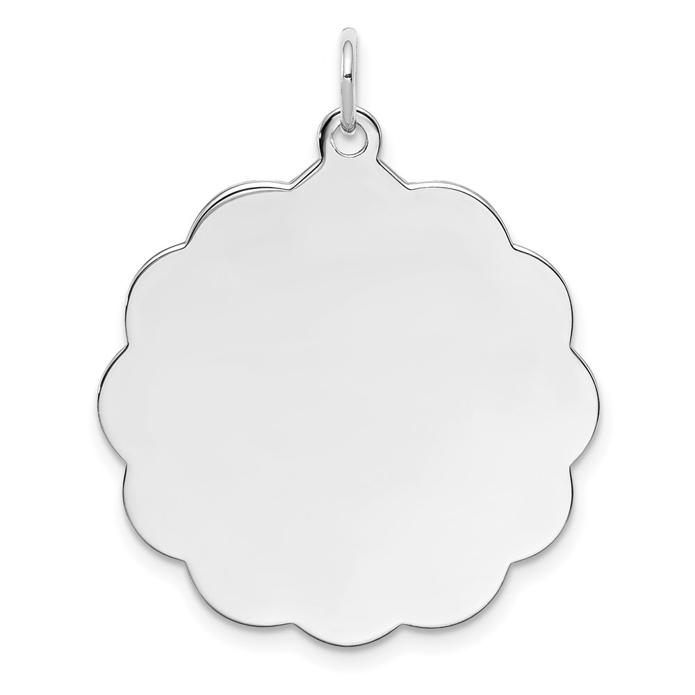 QM417.jpg Sterling Silver Rh-plt Engraveable Polished Front/Satin Back Disc Charm - Image 1