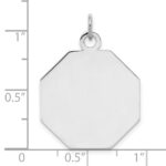 SS Rh-plt Engraveable Octagon Polished Front/Satin Back Disc Charm - Image 3