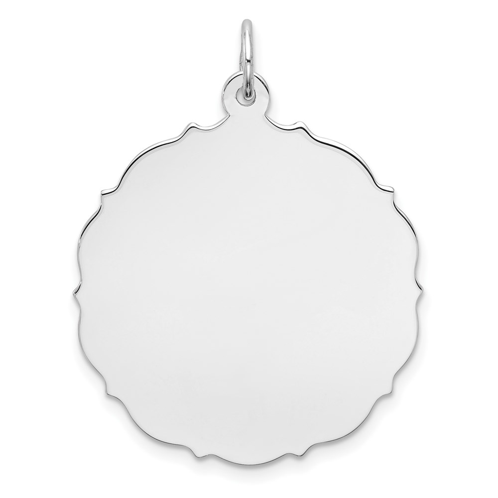 QM437-1.jpg Sterling Silver Rh-plt Engraveable Polished Front/Satin Back Disc Charm - Image 1