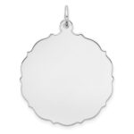 Sterling Silver Rh-plt Engraveable Polished Front/Satin Back Disc Charm