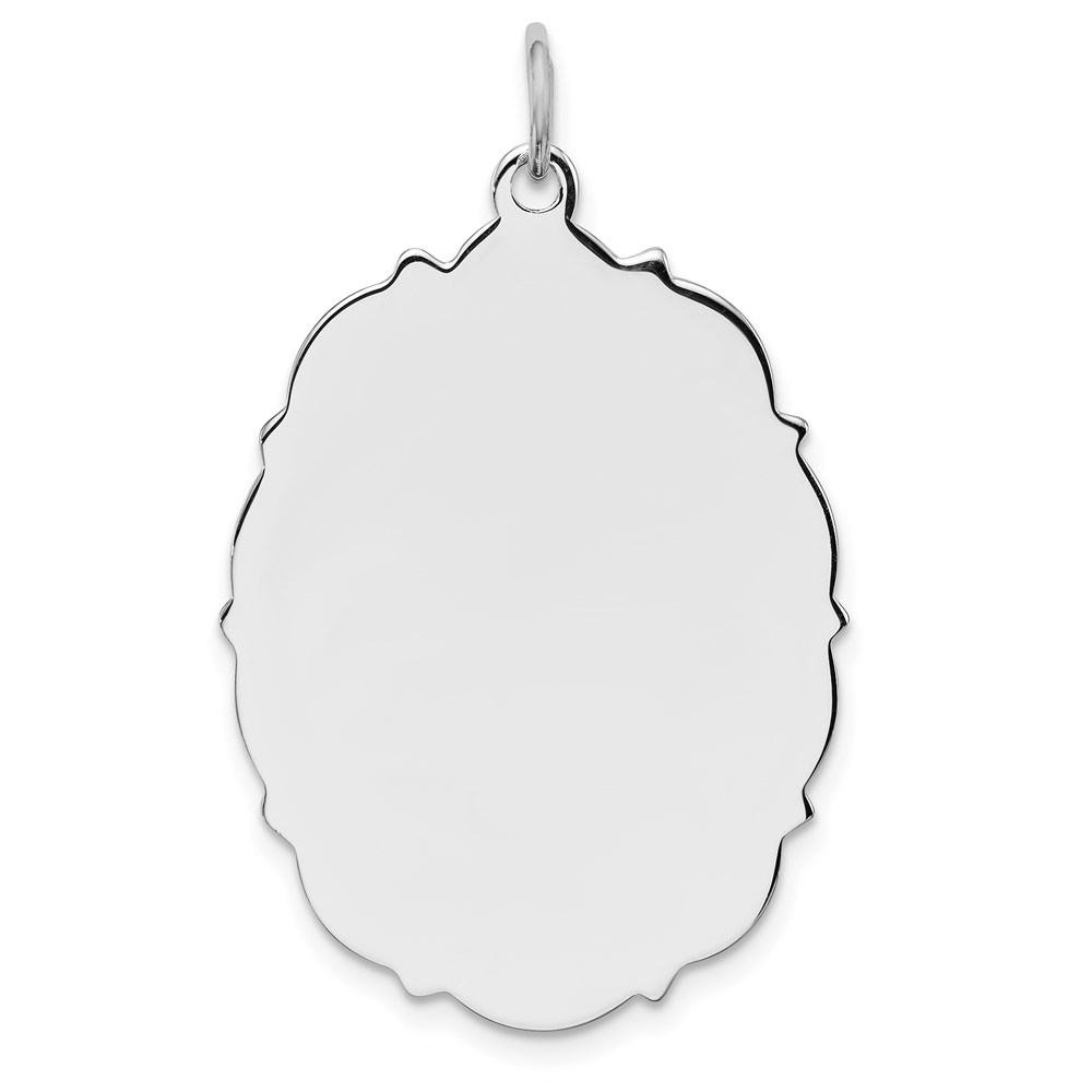 QM438.jpg Sterling Silver Rh-plt Engraveable Polished Front/Satin Back Disc Charm - Image 1
