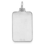Sterling Silver Rhod.-plated Eng. Rect. Polish Front/Satin Back Disc Charm - Image 4