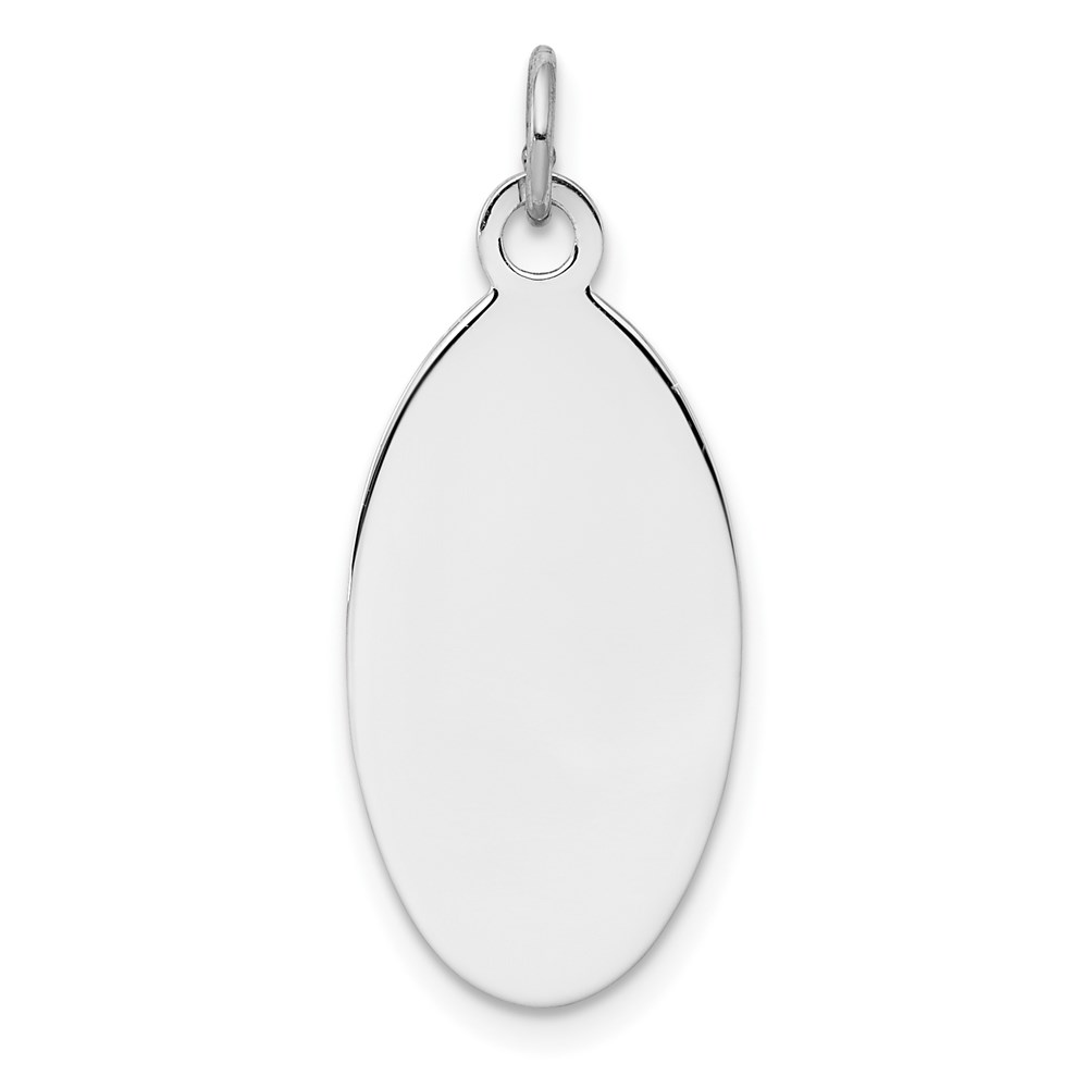 QM451.jpg Sterl Silver Rh-plt Engraveable Oval Polished Front/Satin Back Disc Charm - Image 1