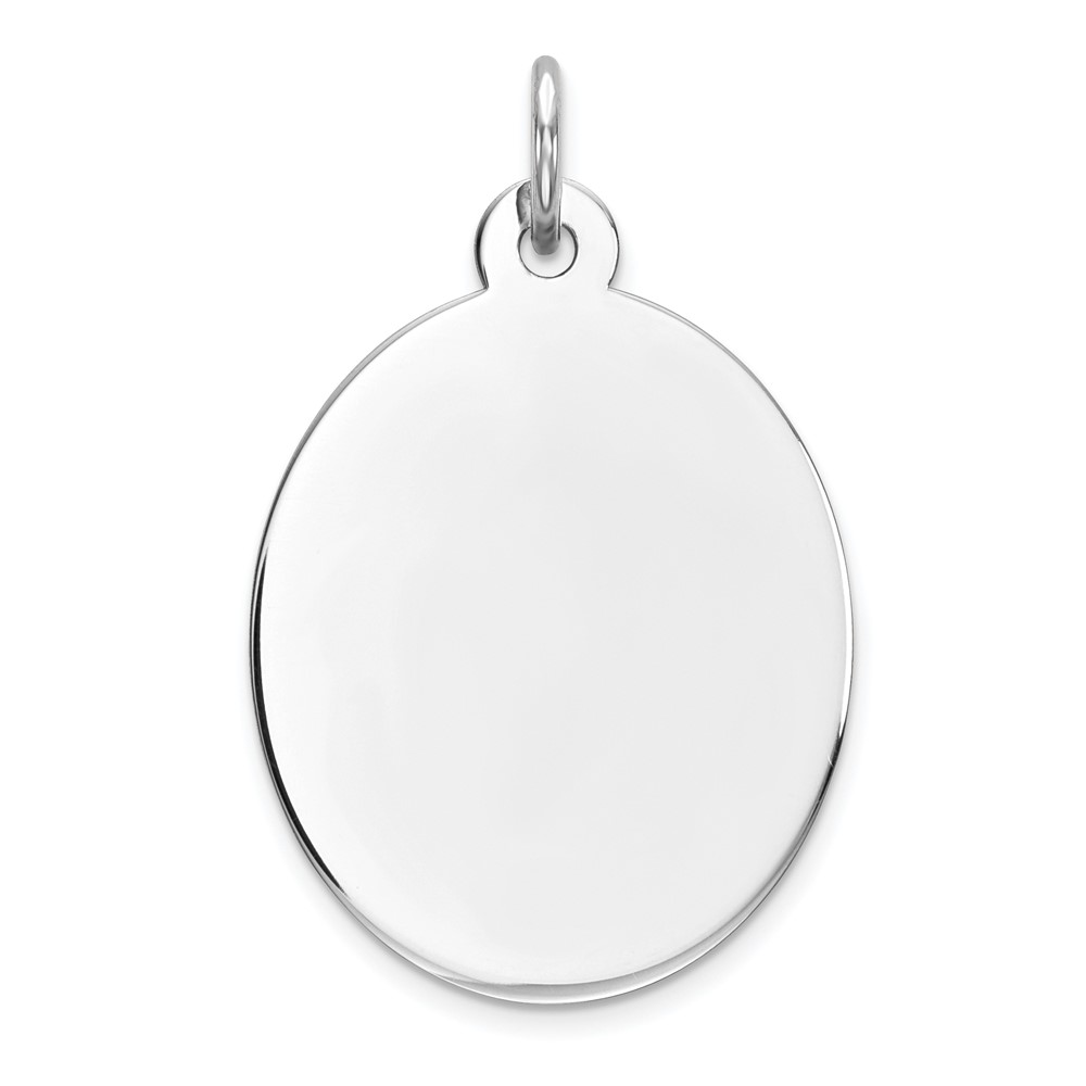 QM453-4.jpg Sterling Silver Rhod-plate Eng. Oval Polish Front/Satin Back Disc Charm - Image 1